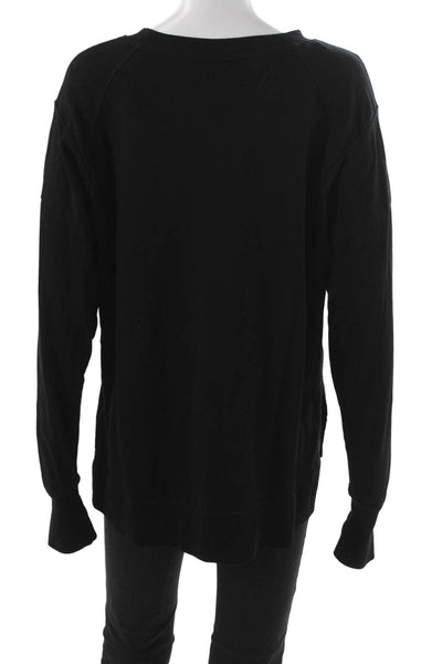 Sweaty Betty Women Pullover Sweatshirt Black Cotton Crew Neck Long Sleeve Size L