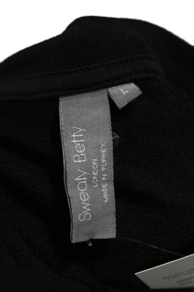 Sweaty Betty Women Pullover Sweatshirt Black Cotton Crew Neck Long Sleeve Size L