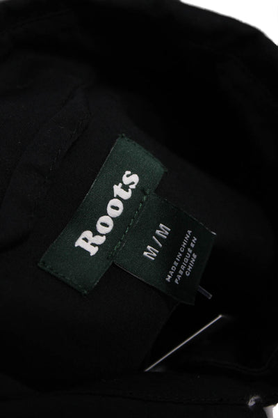 Roots Womens Basic Button-Up Black Organic Cotton Longsleeve Size M