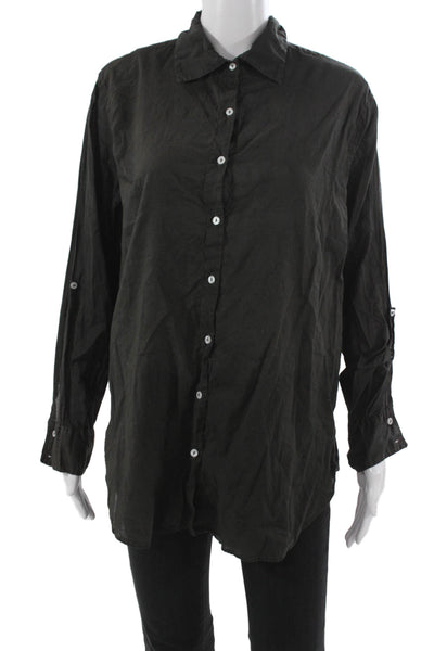 Sundry Women Blouse Button-Up Cotton Collared Long Sleeve Black Size 2