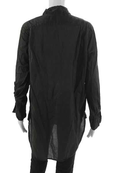 Sundry Women Blouse Button-Up Cotton Collared Long Sleeve Black Size 2