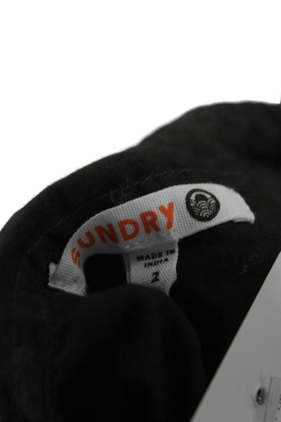 Sundry Women Blouse Button-Up Cotton Collared Long Sleeve Black Size 2