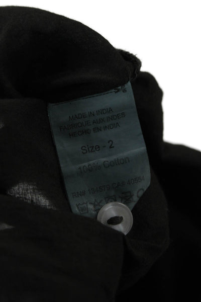 Sundry Women Blouse Button-Up Cotton Collared Long Sleeve Black Size 2