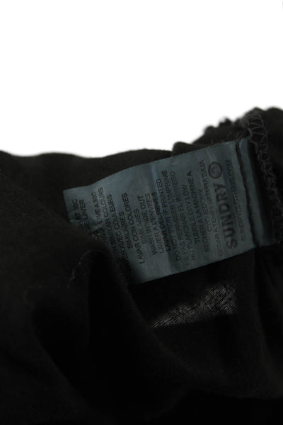 Sundry Women Blouse Button-Up Cotton Collared Long Sleeve Black Size 2