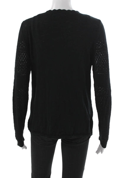 Frye Womens Cardigan Black V-Neck Geometric Cotton Long Sleeve Size M