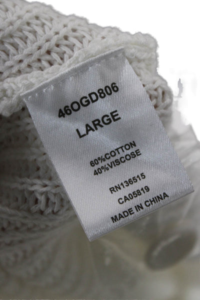 One Grey Day Womens V-Neck Cotton Blend Cardigan White Long Sleeve Size L