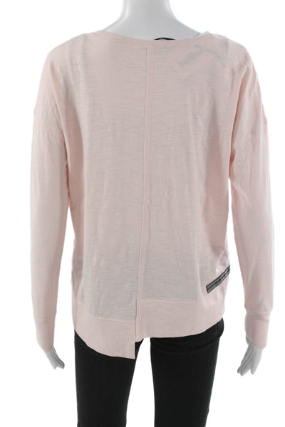 Lisa Todd Women Basic Pink Cotton V-Neck Long Sleeve T-Shirt Size S