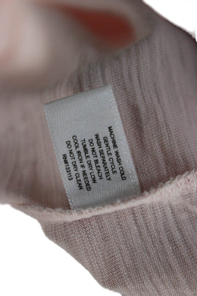 Lisa Todd Women Basic Pink Cotton V-Neck Long Sleeve T-Shirt Size S