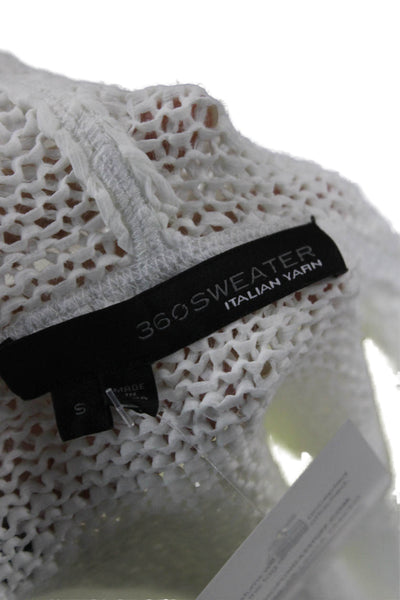 360 Sweater Womens Hooded Cardigan White Nylon Solid Long Sleeve Size S