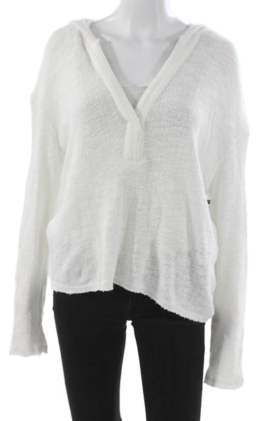Tyler Jacobs Feel The Piece Unisex Hoodie White V-Neck Long Sleeve Size M