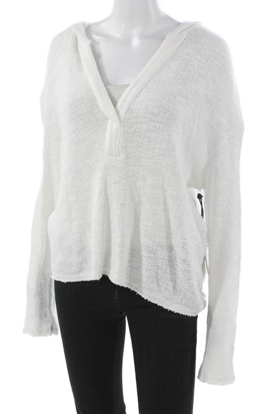 Tyler Jacobs Feel The Piece Unisex Hoodie White V-Neck Long Sleeve Size M