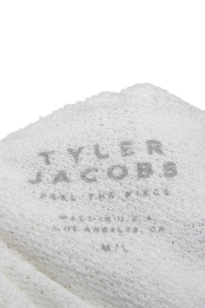 Tyler Jacobs Feel The Piece Unisex Hoodie White V-Neck Long Sleeve Size M