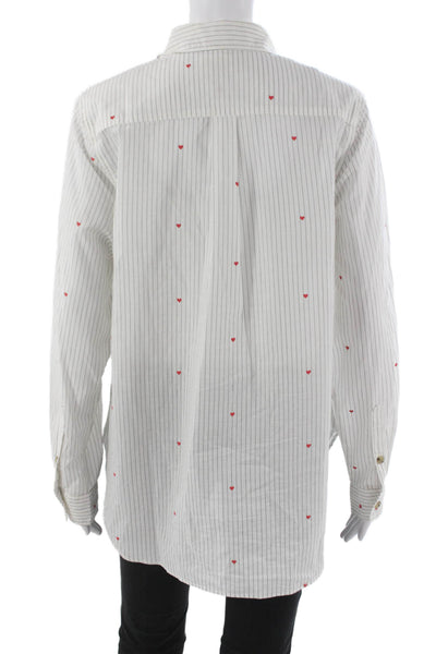 Marine Layer Women Striped Collared Button-Up Long Sleeve White Size S