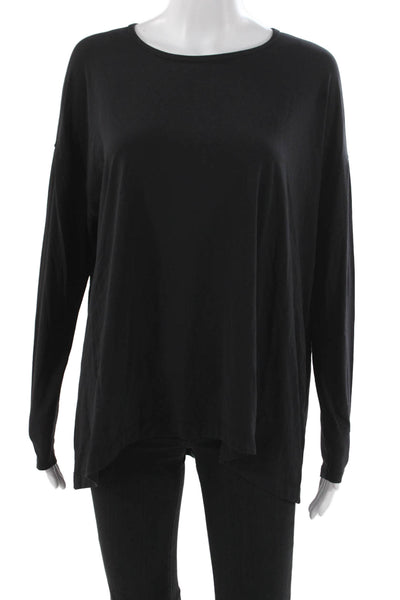 Lululemon Womens Basic T-Shirt Black 3/4 Sleeve Round Neck Nylon Blend Size 10