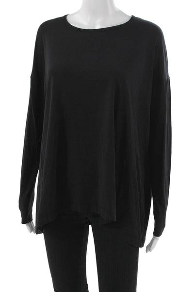 Lululemon Womens Basic T-Shirt Black 3/4 Sleeve Round Neck Nylon Blend Size 10