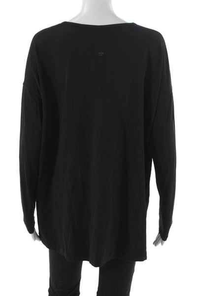 Lululemon Womens Basic T-Shirt Black 3/4 Sleeve Round Neck Nylon Blend Size 10