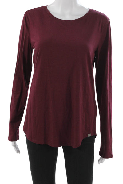 Roots Womens Basic Long Sleeve T-Shirt Red Round Neck Size M
