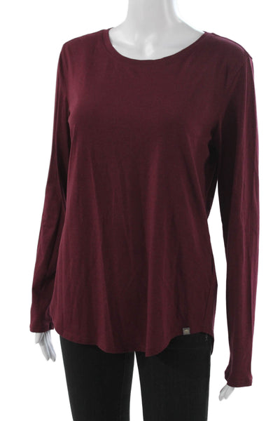 Roots Womens Basic Long Sleeve T-Shirt Red Round Neck Size M