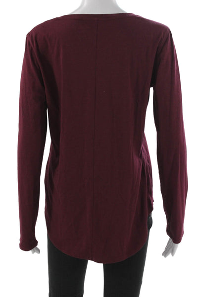 Roots Womens Basic Long Sleeve T-Shirt Red Round Neck Size M