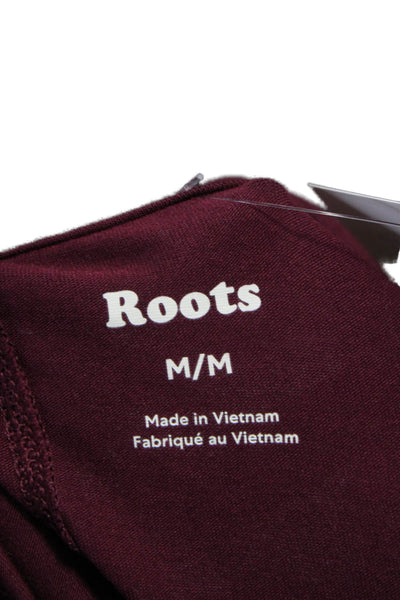 Roots Womens Basic Long Sleeve T-Shirt Red Round Neck Size M