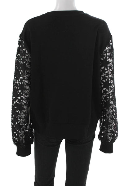 Chrldr Women Pullover Sweatshirt Black Floral Crewneck Long Sleeve Size XL