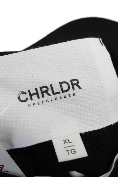 Chrldr Women Pullover Sweatshirt Black Floral Crewneck Long Sleeve Size XL
