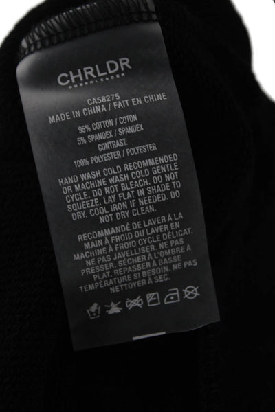 Chrldr Women Pullover Sweatshirt Black Floral Crewneck Long Sleeve Size XL