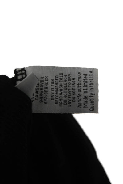 Michael Lauren Women Basic T-Shirt Scoop Neck Long Sleeve Rayon Black Size L