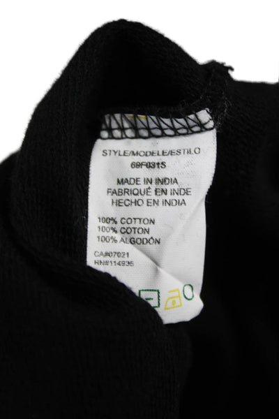RD Womens Basic T-Shirt Black Cotton Choker Neck Long Sleeve Size M