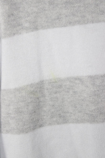 Lisa Todd Women Henley Sweater White Striped Cotton Long Sleeve Size L