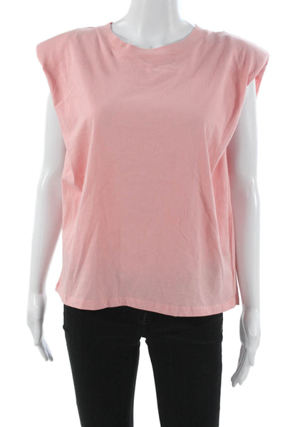 Babaton Women Basic Sleeveless T-Shirt Pink 100% Cotton Round Neck Size S