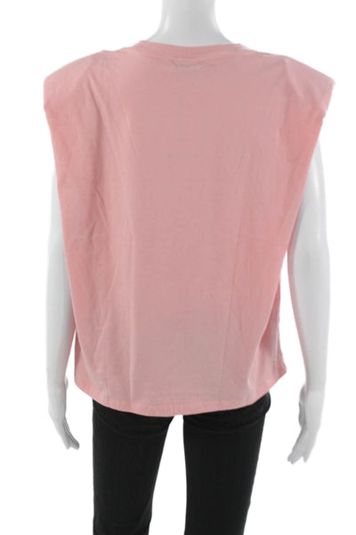 Wilt Womens Basic Pink Cotton Crew Neck Sleeveless Tank Solid Spring Size M