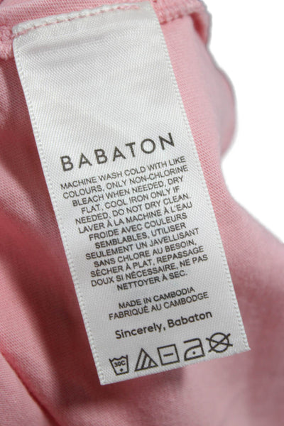 Babaton Women Basic Sleeveless T-Shirt Pink 100% Cotton Round Neck Size S