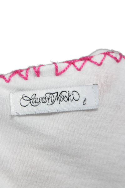 Lauren Moshi Womens V-Neck Short Sleeve Basic Cotton T-Shirt White Size L
