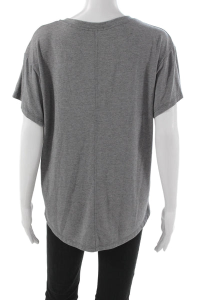 Sen Womens Basic Gray V-Neck Modal Short Sleeve T-Shirt Size 2