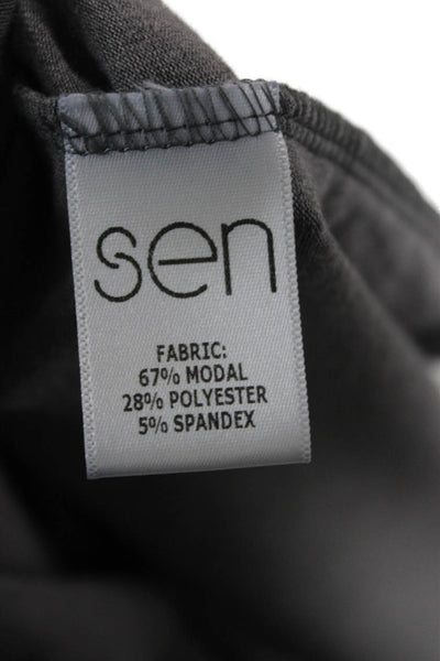 Sen Womens Basic Gray V-Neck Modal Short Sleeve T-Shirt Size 2