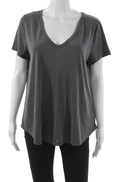 Sunday In Brooklyn Women Gray V-Neck Modal Short Sleeve Basic T-Shirt Size M