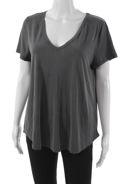 Sunday In Brooklyn Women Gray V-Neck Modal Short Sleeve Basic T-Shirt Size M