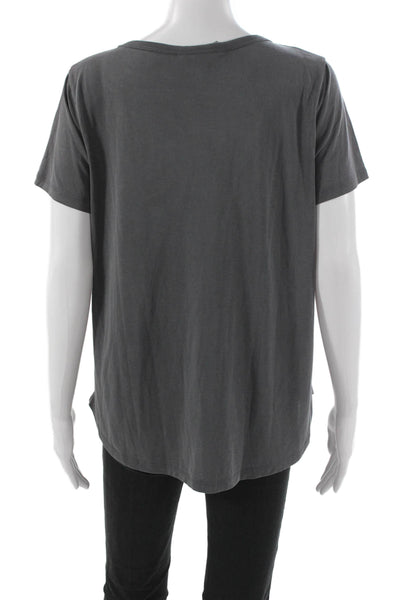 Sunday In Brooklyn Women Gray V-Neck Modal Short Sleeve Basic T-Shirt Size M