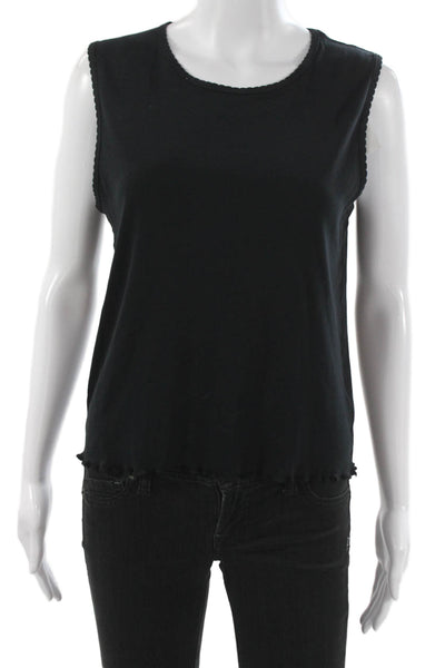 Chaser Womens Basic Black 100% Cotton Tank Round Neck Sleeveless Size M