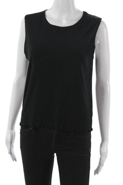 Chaser Womens Basic Black 100% Cotton Tank Round Neck Sleeveless Size M
