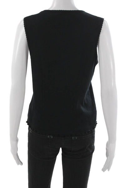 Chaser Womens Basic Black 100% Cotton Tank Round Neck Sleeveless Size M