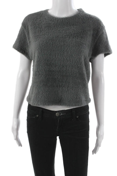 Anthropologie Women Pullover Sweater Short Sleeve Round Neck Gray Size L