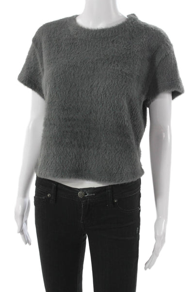 Anthropologie Women Pullover Sweater Short Sleeve Round Neck Gray Size L