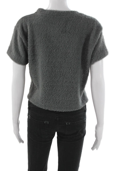 Anthropologie Women Pullover Sweater Short Sleeve Round Neck Gray Size L