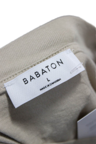 Babaton Womens Beige Cotton Basic Sleeveless Tank Crew Neck Top Size L