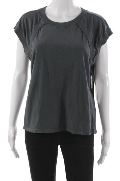Nux Women Basic Gray Crew Neck Short Sleeve T-Shirt Cotton Spandex Size L