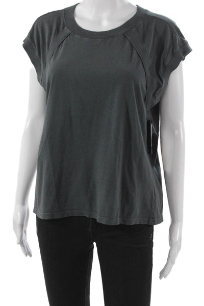 Nux Women Basic Gray Crew Neck Short Sleeve T-Shirt Cotton Spandex Size L