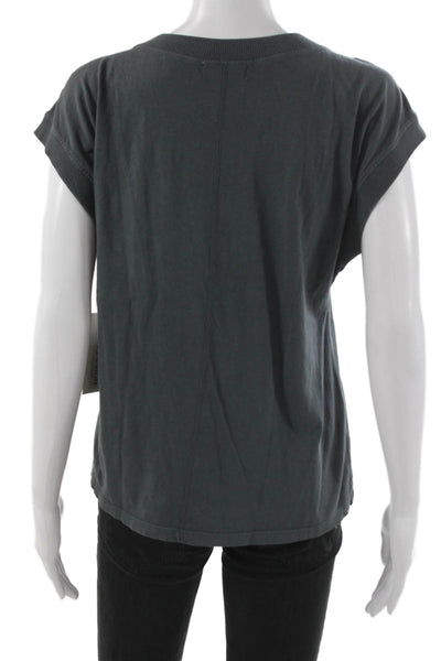 Nux Women Basic Gray Crew Neck Short Sleeve T-Shirt Cotton Spandex Size L