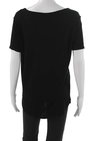 RD Style Womens Pullover T-Shirt Black Rayon Scoop Neck Short Sleeve Size M
